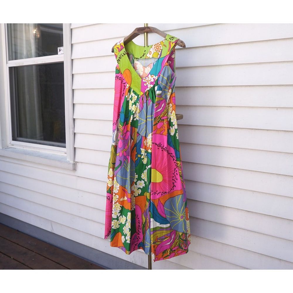 Vintage 60s Alice Polynesian Mod Cocktail Party Dress - Picture 5 of 7